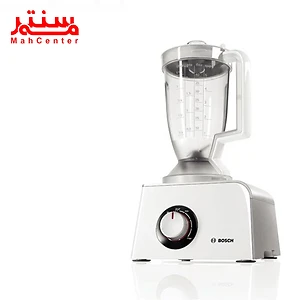 یک غذاساز بوش با کاسه ها و لوازم جانبی مختلف آن نشان داده شده است.